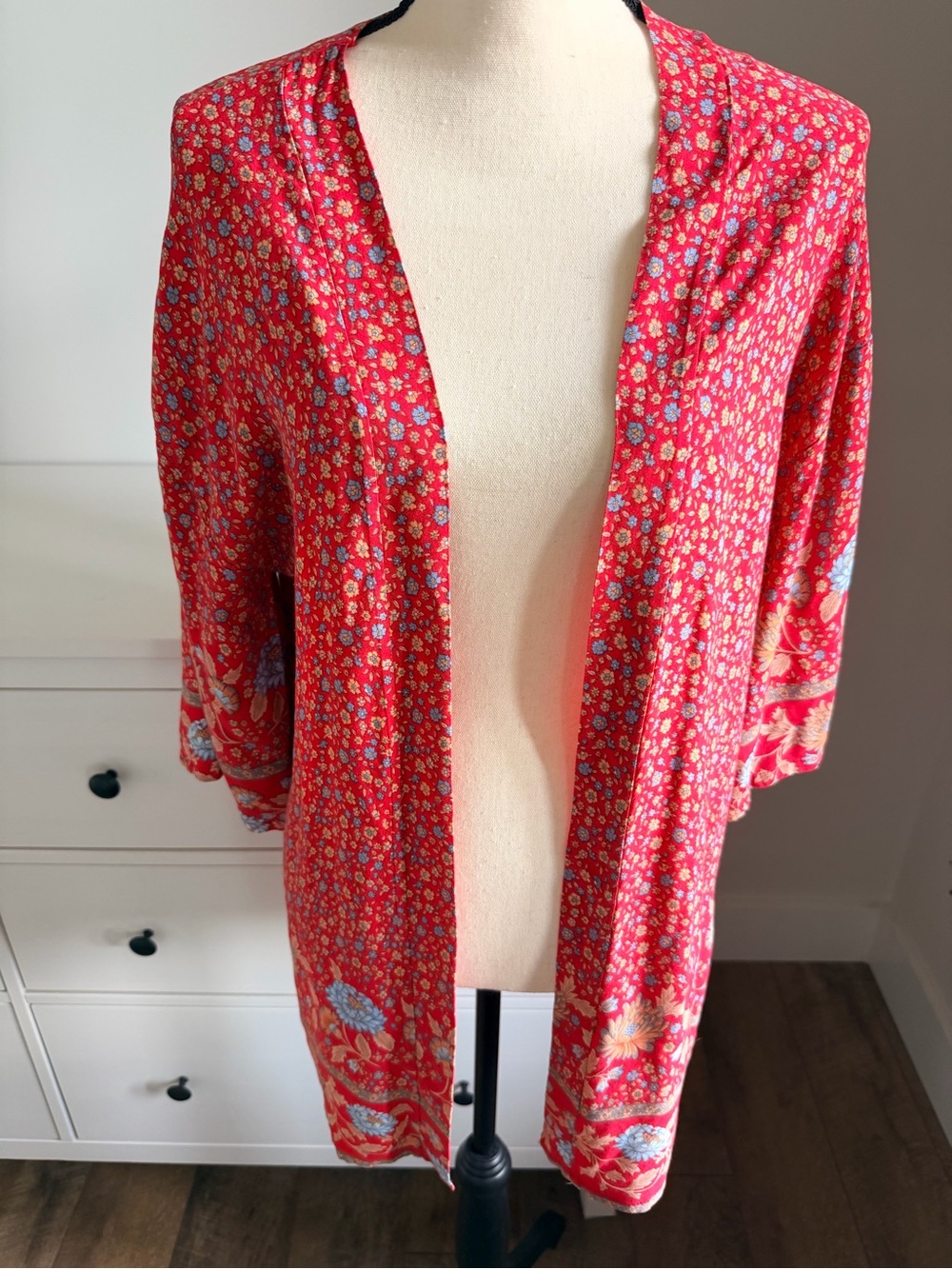 Lulla Collection - Women's Red Floral Open-Front Tunic